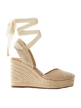 LOFT Cream Espadrille Wrap Wedge Sandals